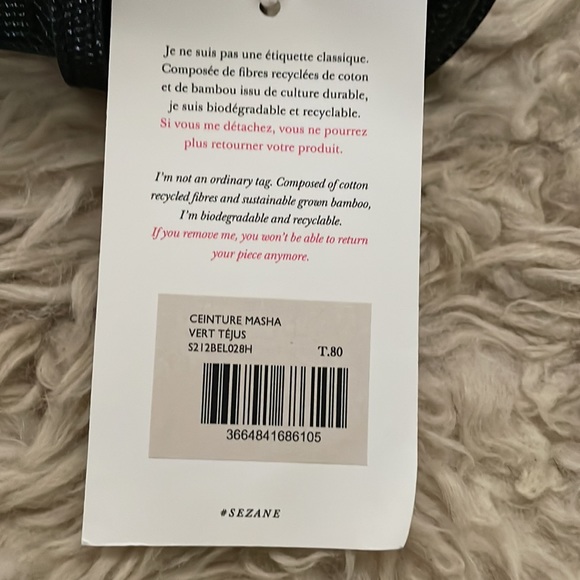 NWT Sézane Masha belt. Dark green. Size 80 - Picture 3 of 9